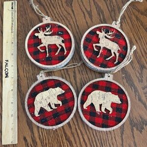 Rustic Plaid Animal Ornaments Set